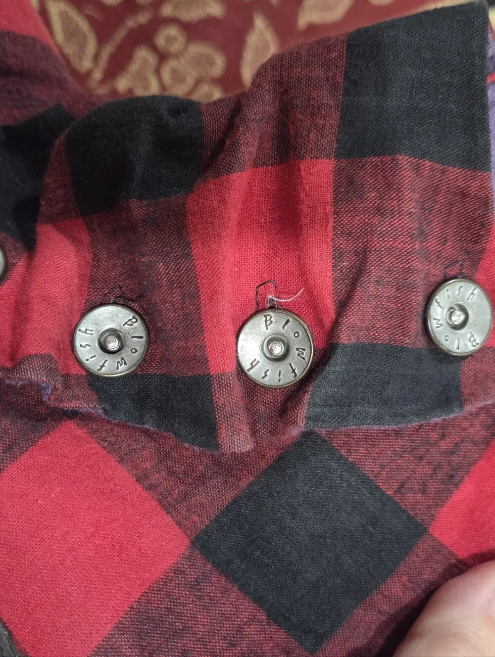 Blowfish Red and Black Plaid Button Ankle Boots for Kids